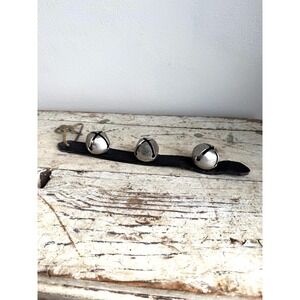 Antique Sleigh Bells on Leather Strap – Set of 3 Brass Bells – Vintage Christmas